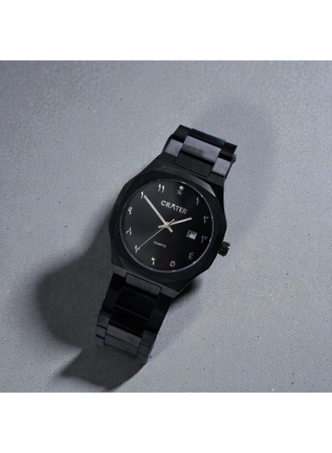 كريتر  ساعة كريتر (CRATER) للرجال – تصميم ملكي فاخر من الستانلس ستيل، مينا كلاسيكي مع عرض التاريخ، مقاومة للماء – تشمل علبة الماركة (أسود /أسود ). - Image 5